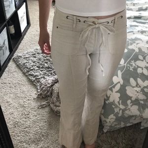 Beige linen pants